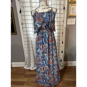 Paisley Print Maxi Chiffon Lined Dress Size Medium
